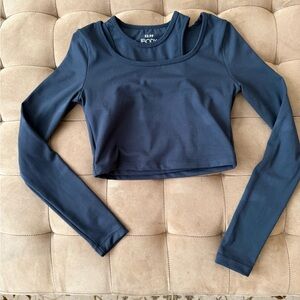 Xhilaration Navy Blue Long Sleeve Crop Top
